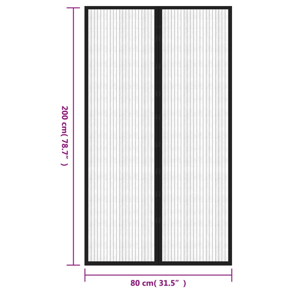 Mosquiteras para puerta bloque magnético 2 uds negro 200x80 cm