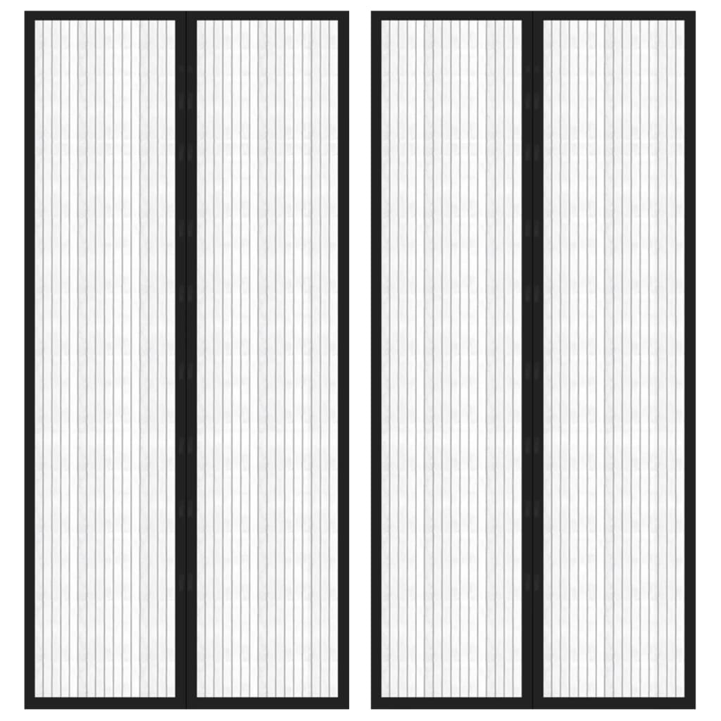 Magnetic Block Door Mosquito Nets 2 pcs Black 200x80 cm