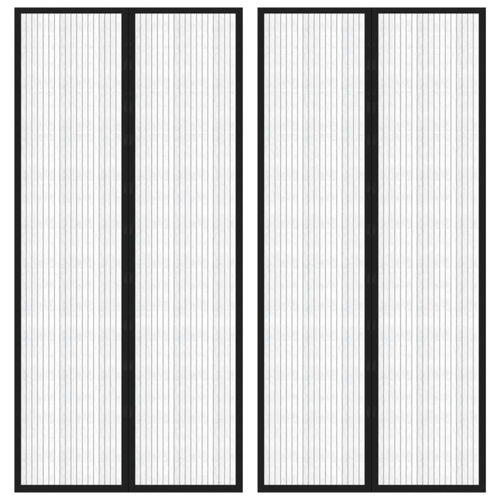 Magnetic Block Door Mosquito Nets 2 pcs Black 200x80 cm