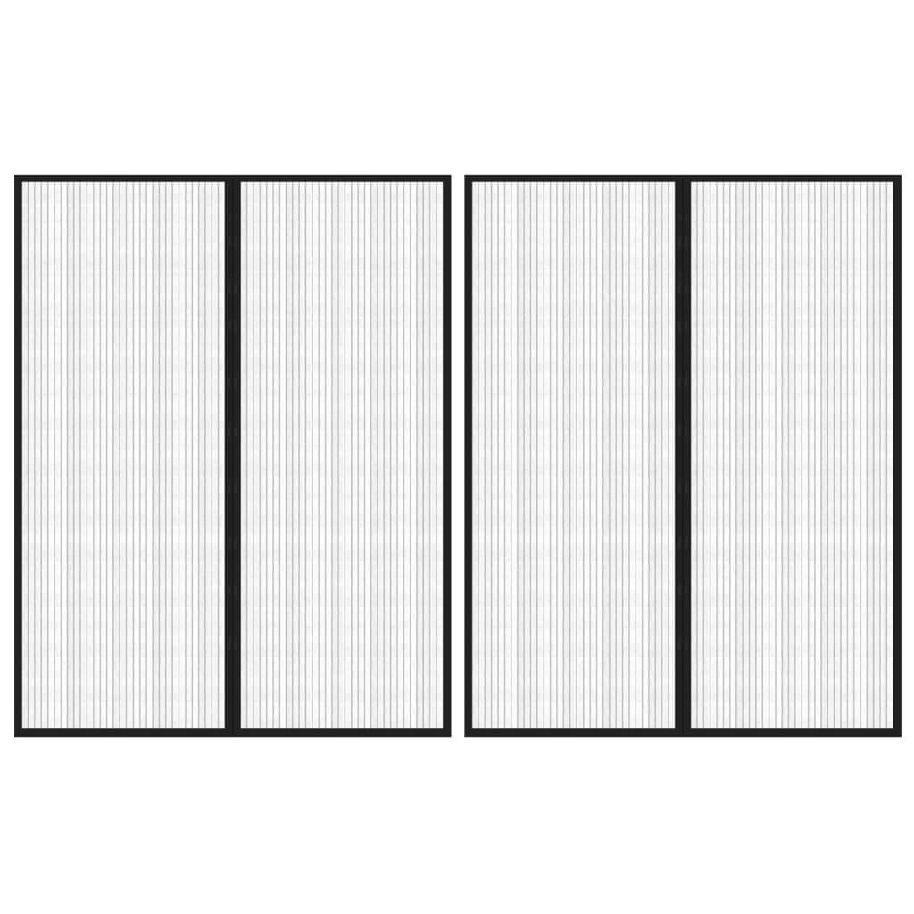 Magnetic Block Door Mosquito Nets 2 pcs Black 200x80 cm