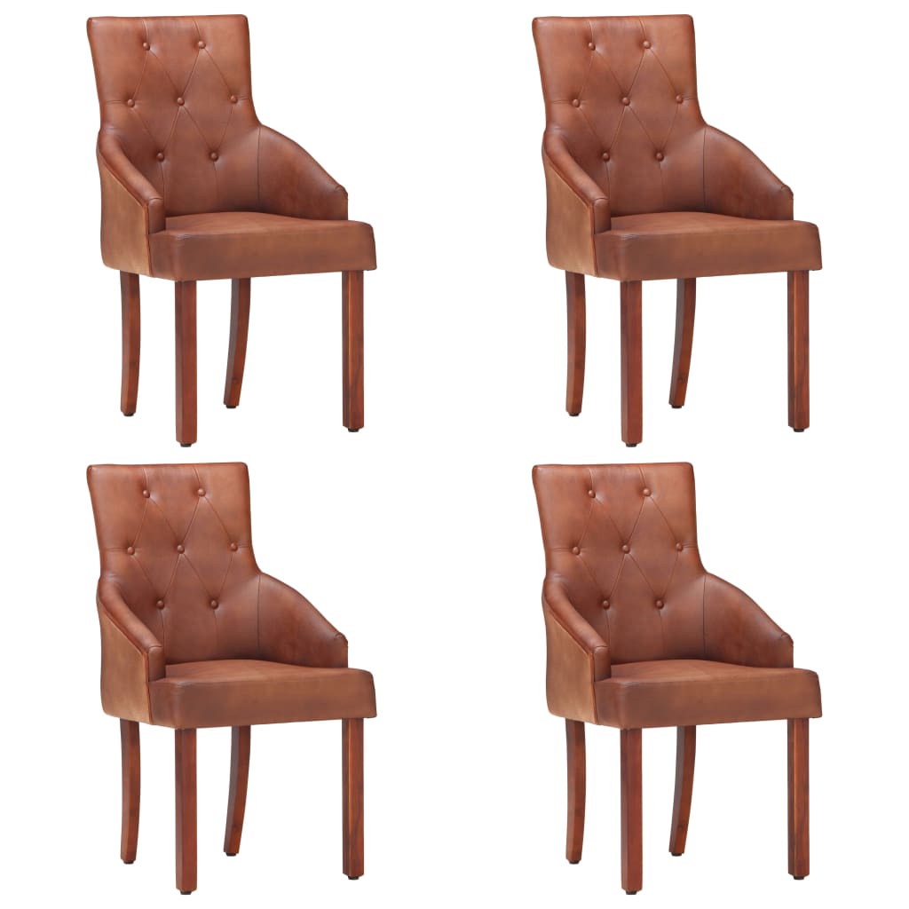 Sillas de comedor 2 unidades cuero de cabra auténtico marrón