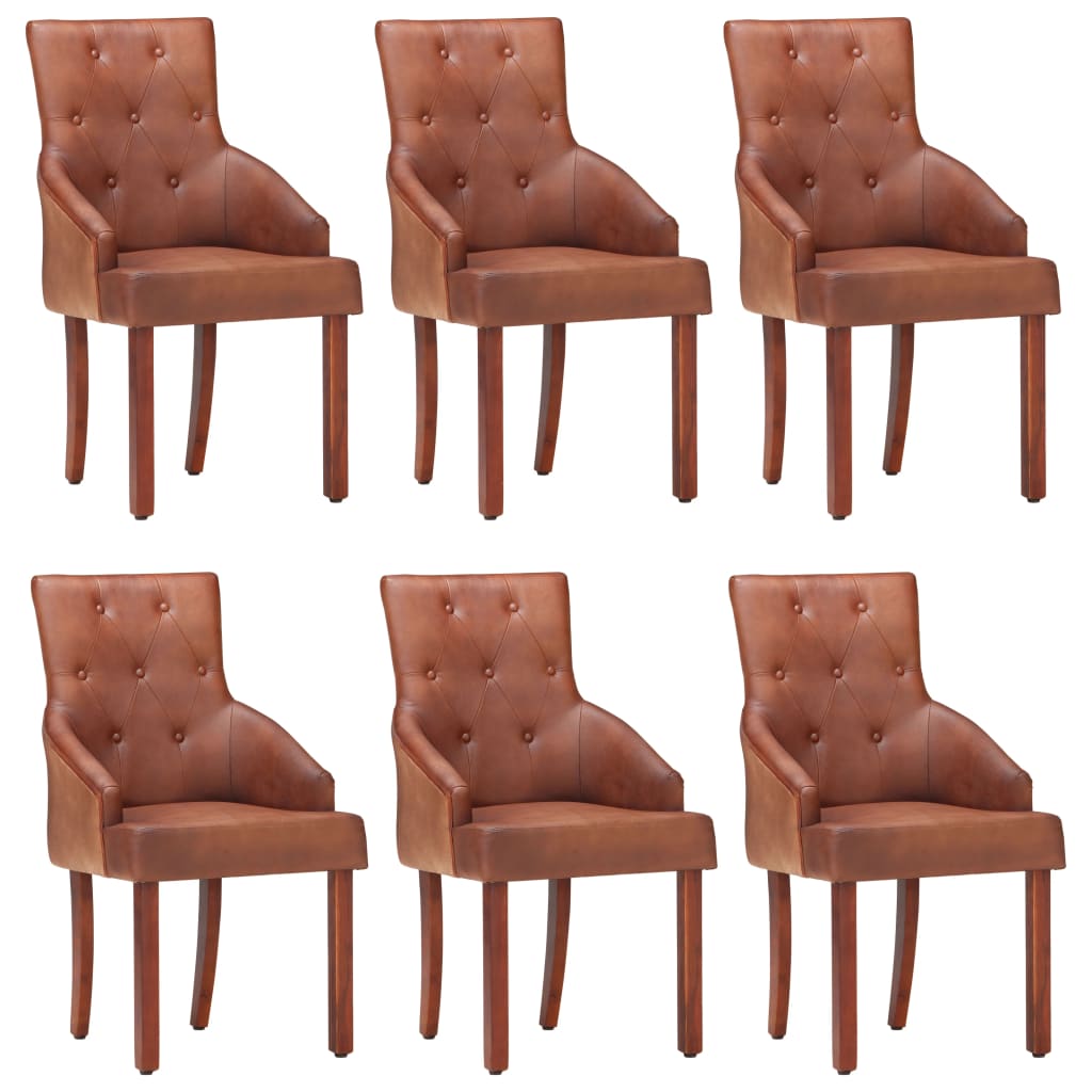 Sillas de comedor 2 unidades cuero de cabra auténtico marrón