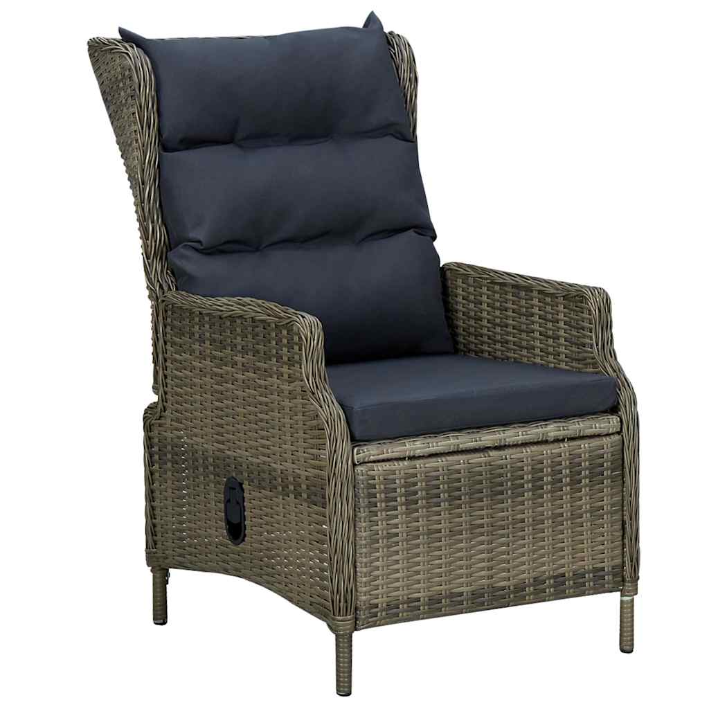 Silla de jardín reclinable con reposapiés ratán PE gris oscuro