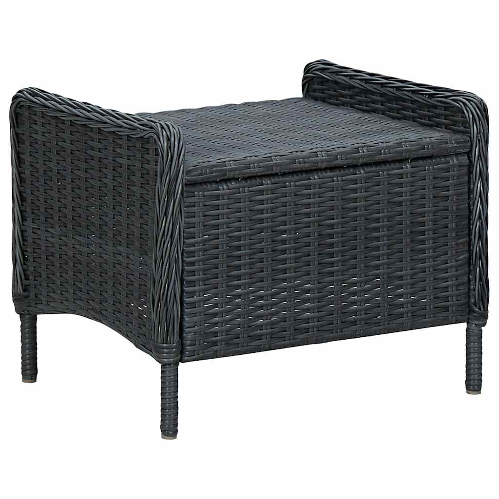 Silla de jardín reclinable con reposapiés ratán PE gris oscuro