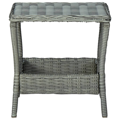 Light gray synthetic rattan garden table 45x45x46.5 cm