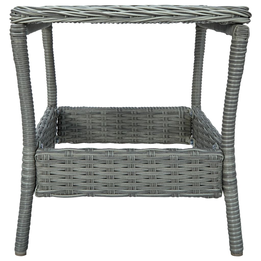 Mesa de jardín ratán sintético gris claro 45x45x46,5 cm