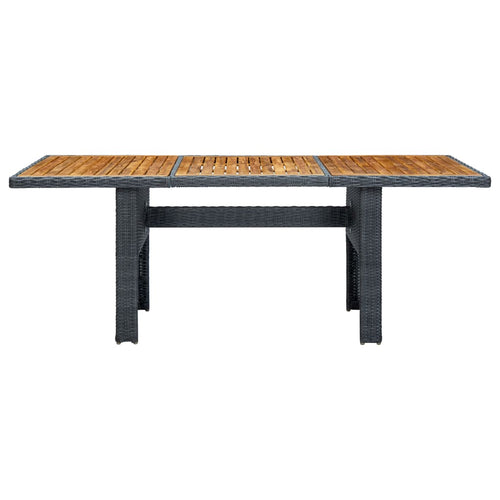 Dark grey acacia solid wood synthetic rattan garden table
