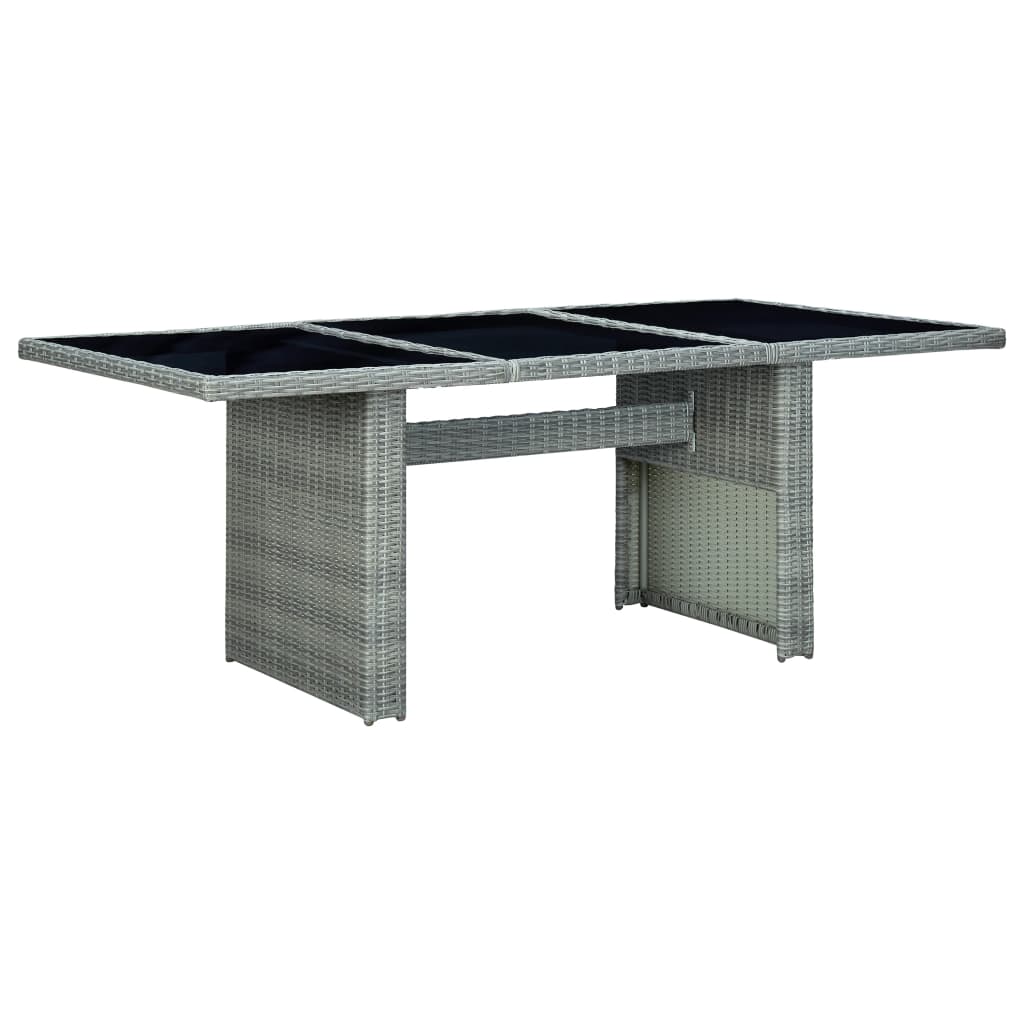 Brown synthetic rattan and tempered glass garden table