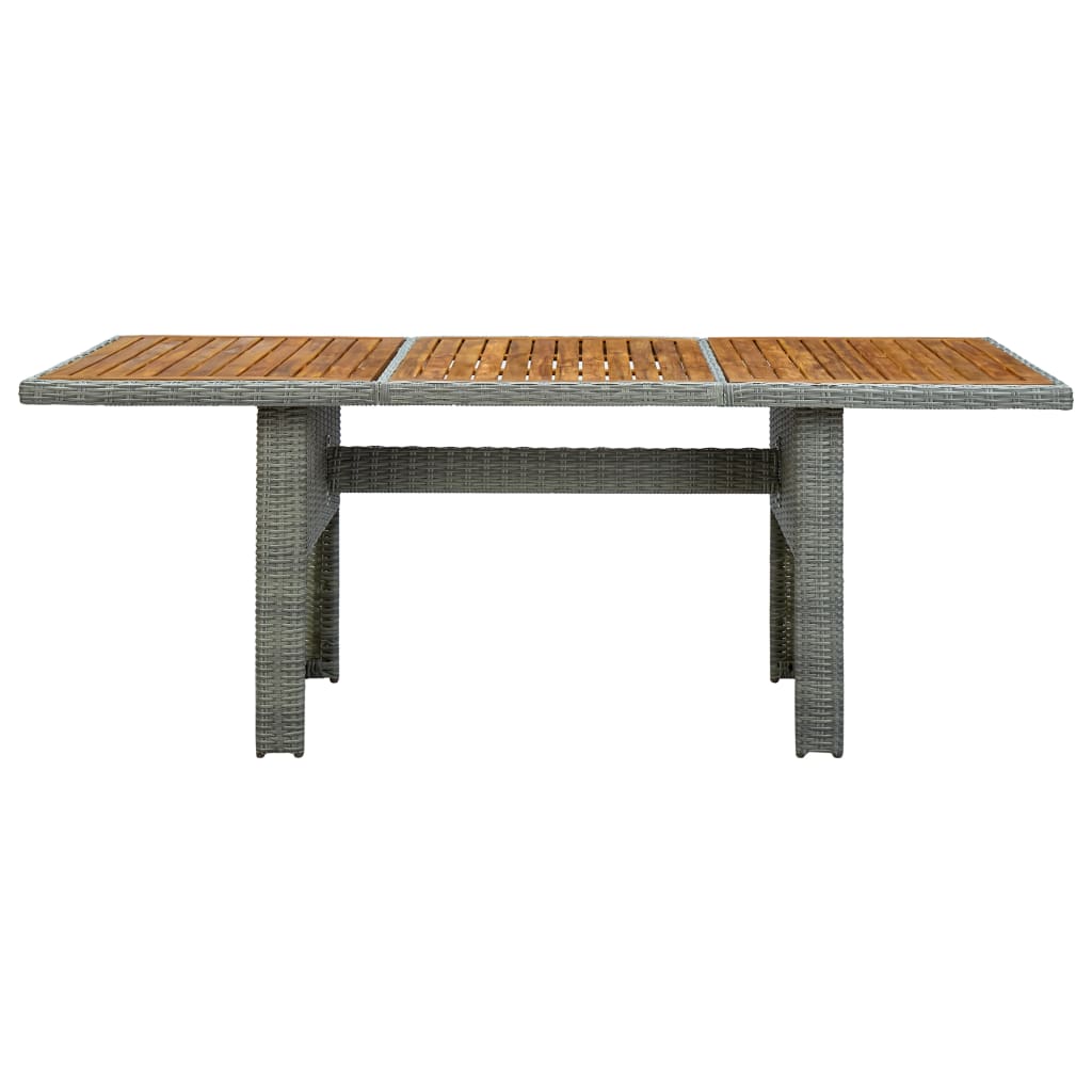 Mesa de jardín ratán sintético madera maciza acacia gris claro