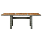 Mesa de jardín ratán sintético madera maciza acacia gris claro