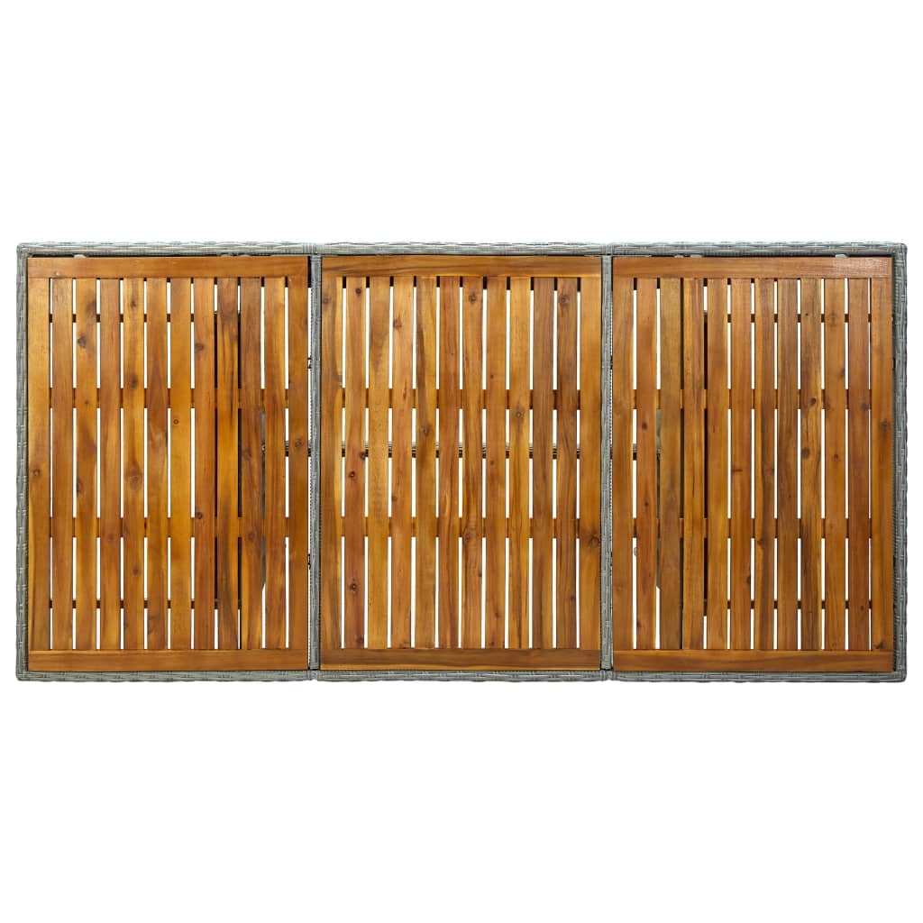 Mesa de jardín ratán sintético madera maciza acacia gris claro