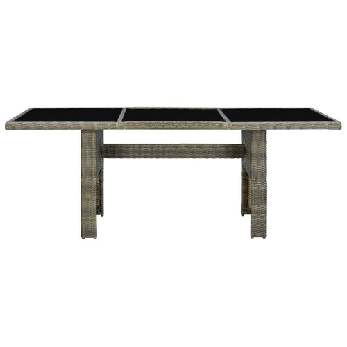 Brown synthetic rattan and tempered glass garden table