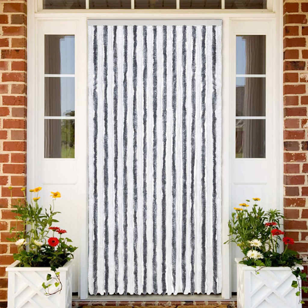 Blue, white, and silver chenille mosquito curtain 56x185 cm