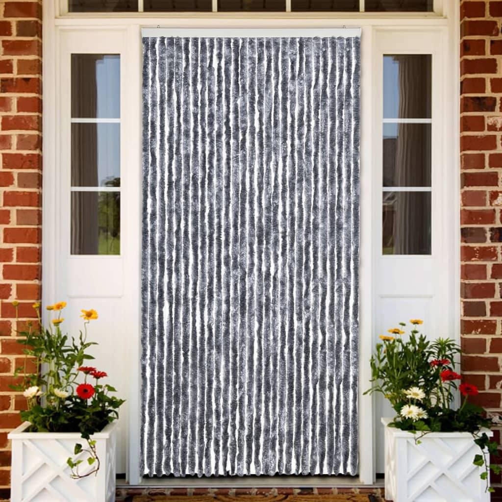 Blue, white, and silver chenille mosquito curtain 56x185 cm