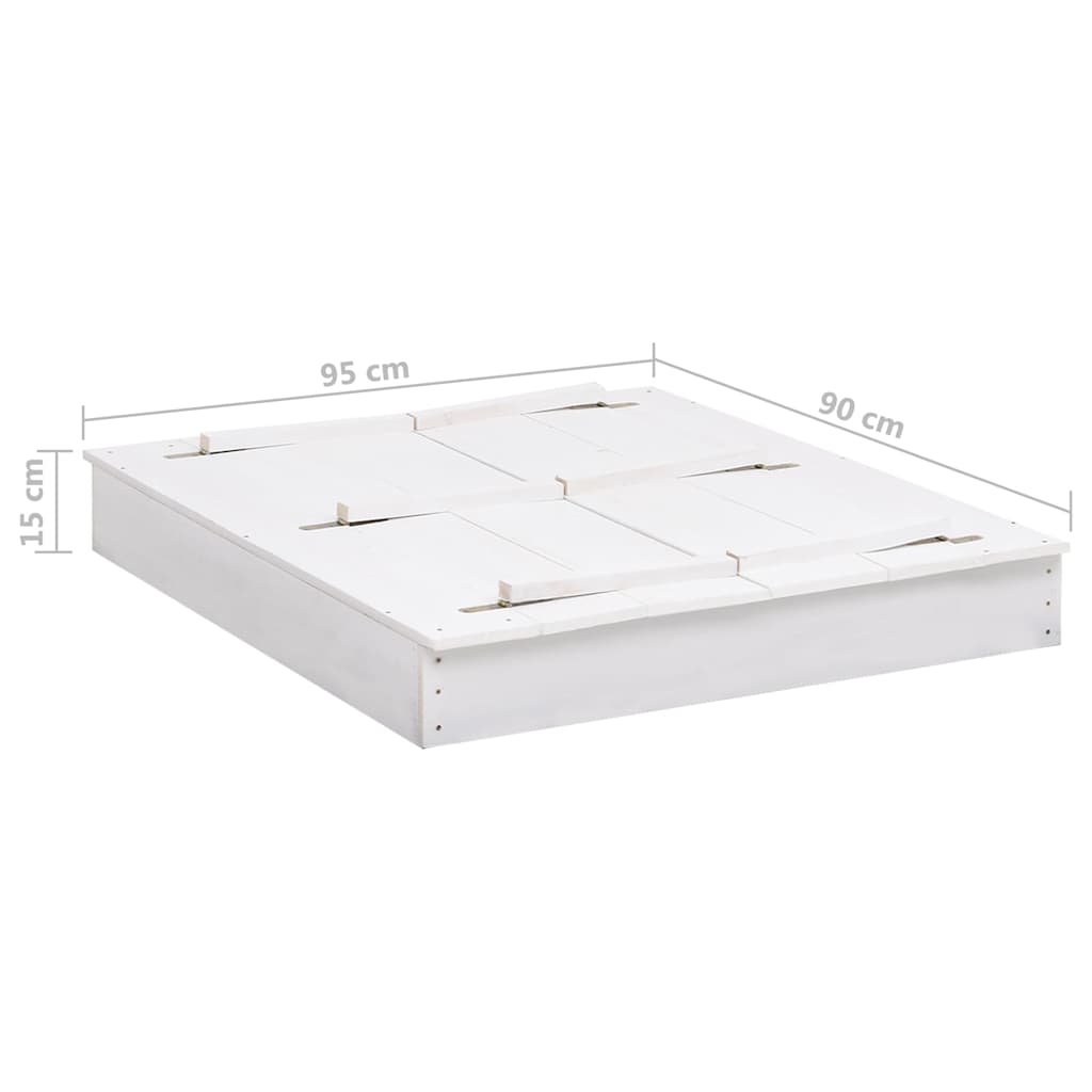 Arenero infantil de madera de abeto blanco 95x90x15 cm