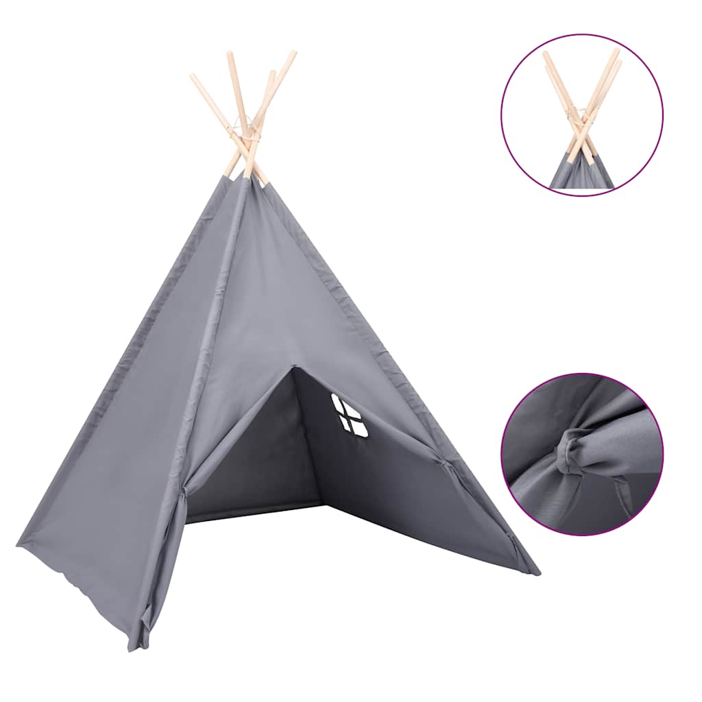 Tienda tipi niños y bolsa piel de melocotón gris 120x120x150cm