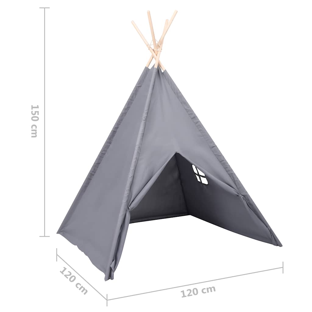 Tienda tipi niños y bolsa piel de melocotón gris 120x120x150cm