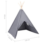 Tienda tipi niños y bolsa piel de melocotón gris 120x120x150cm