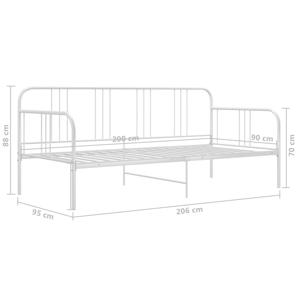 Estructura de sofá cama sin colchón metal blanco 90x200 cm