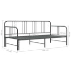 Estructura sofá cama extraíble sin colchón metal gris 90x200 cm