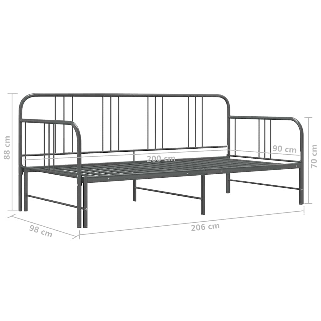 Estructura sofá cama extraíble sin colchón metal gris 90x200 cm