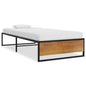 Estructura cama sin colchón metal madera roble negro 120x200 cm