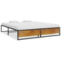 Estructura cama sin colchón metal madera roble negro 120x200 cm