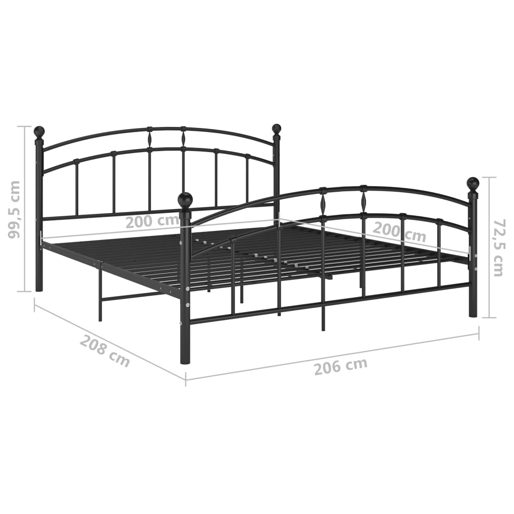 Estructura de cama sin colchón metal negro 200x200 cm
