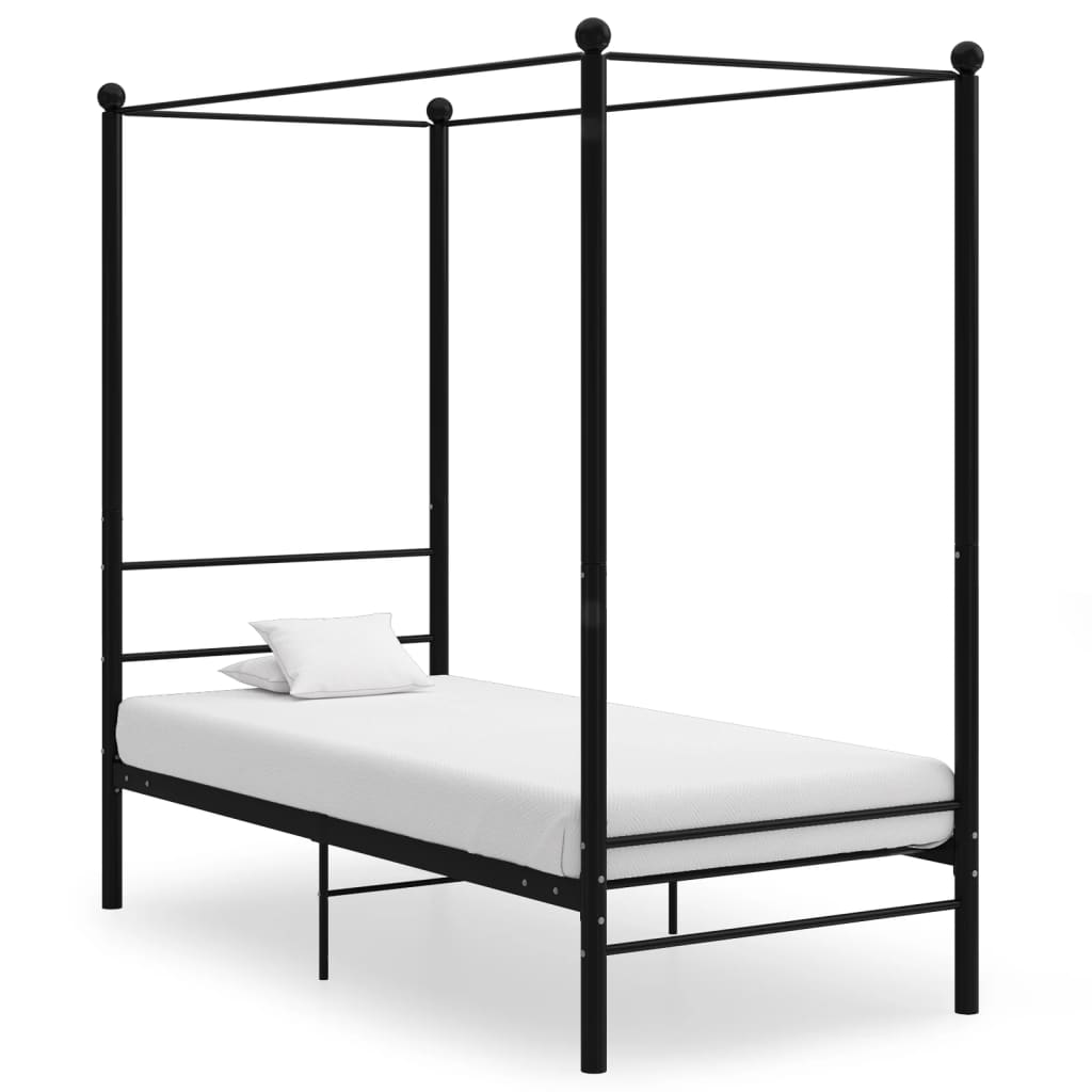 Estrutura de cama de dossel sem colchão metal branco 100x200 cm