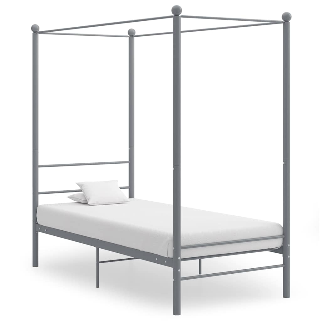 Estrutura de cama de dossel sem colchão metal branco 100x200 cm