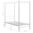 Estructura cama con dosel sin colchón metal blanco 100x200 cm