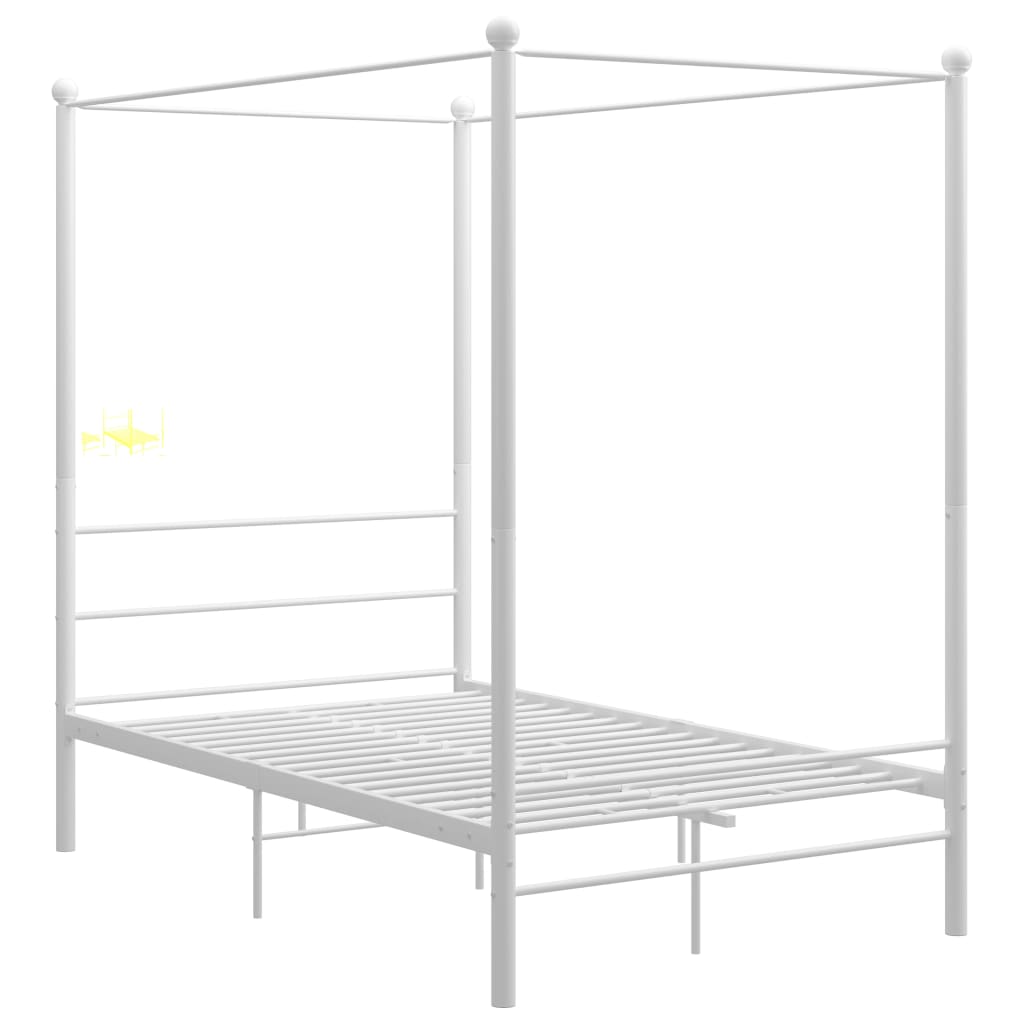Estructura cama con dosel sin colchón metal blanco 120x200 cm