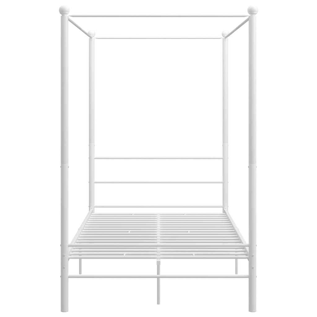 Estructura cama con dosel sin colchón metal blanco 120x200 cm