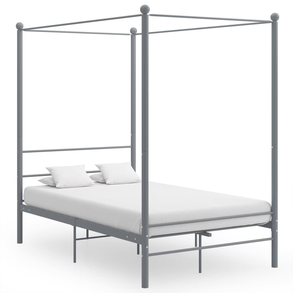Estrutura de cama de dossel sem colchão metal branco 100x200 cm