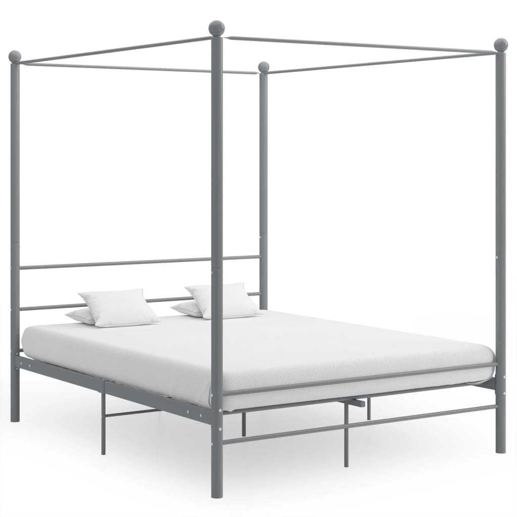 Estrutura de cama de dossel sem colchão metal branco 100x200 cm