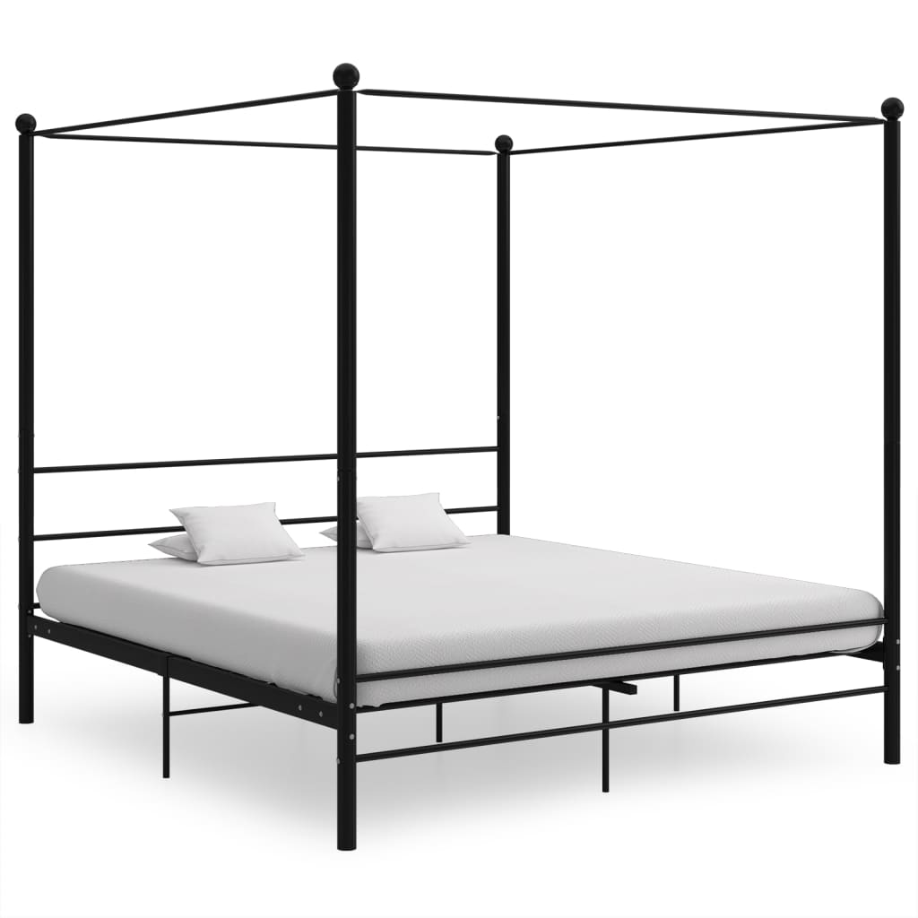 Estrutura de cama de dossel sem colchão metal branco 100x200 cm