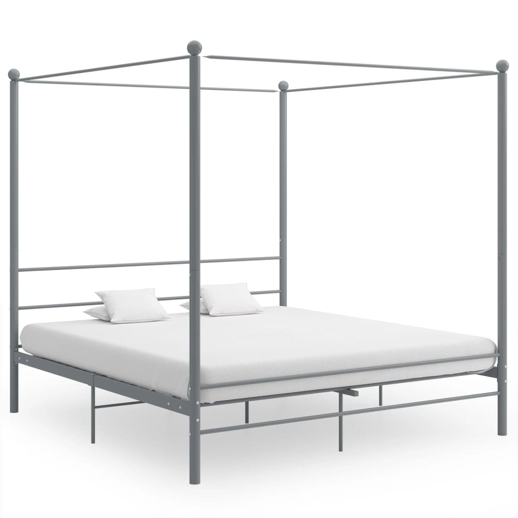 Estrutura de cama de dossel sem colchão metal branco 100x200 cm