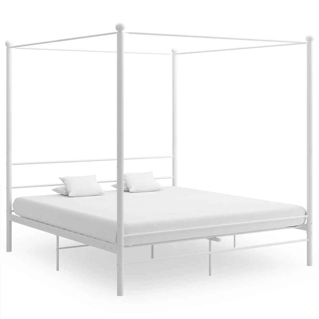 Estrutura de cama de dossel sem colchão metal branco 100x200 cm