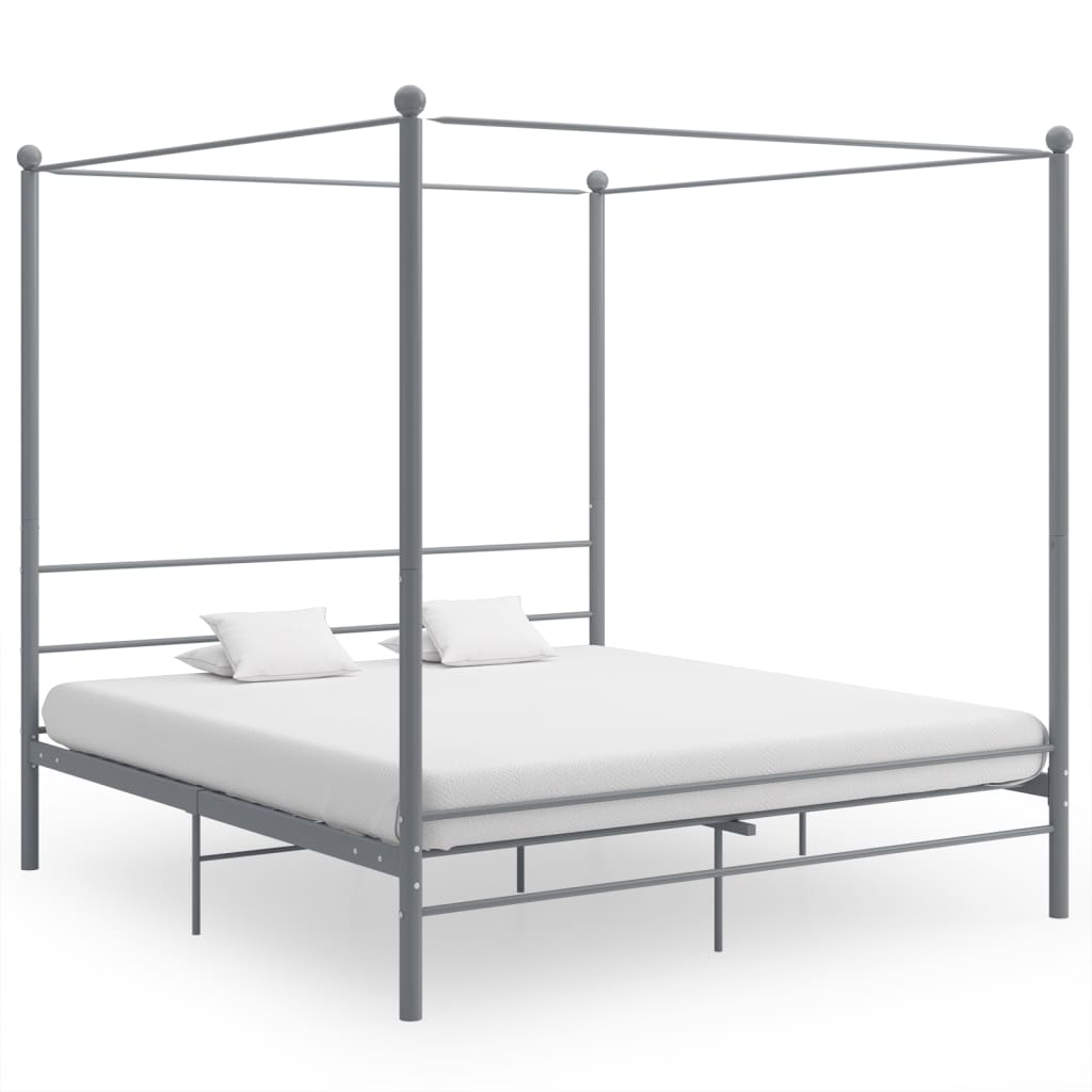 Estrutura de cama com dossel sem colchão metal branco 120x200 cm