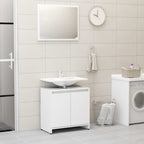 Juego de muebles de baño 4 piezas madera ingeniería blanco