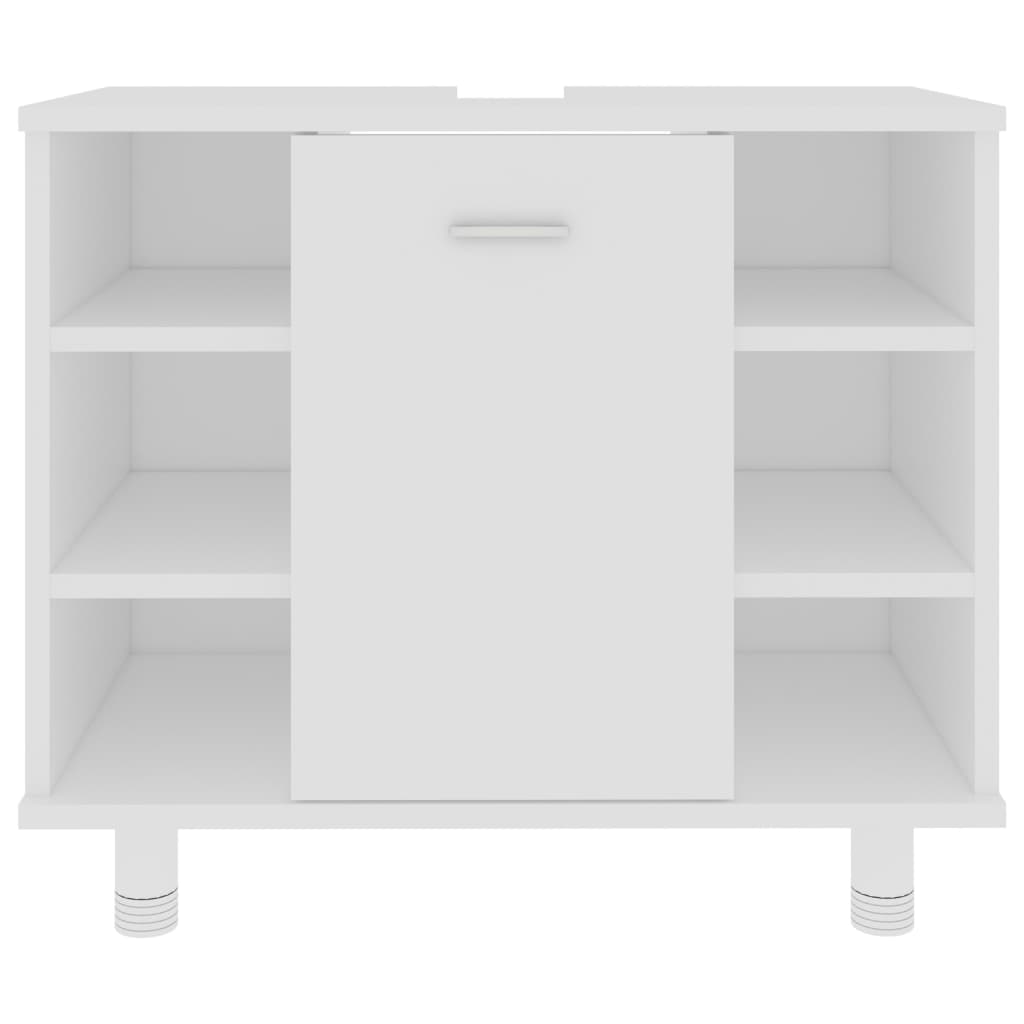 Juego de muebles de baño 4 pzas madera de ingeniería blanco