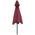 Sombrilla de jardín con luces LED palo acero rojo burdeos 300cm