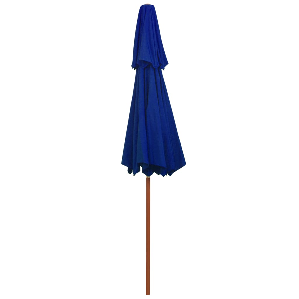 Sombrilla de dos niveles palo de madera azul 270 cm