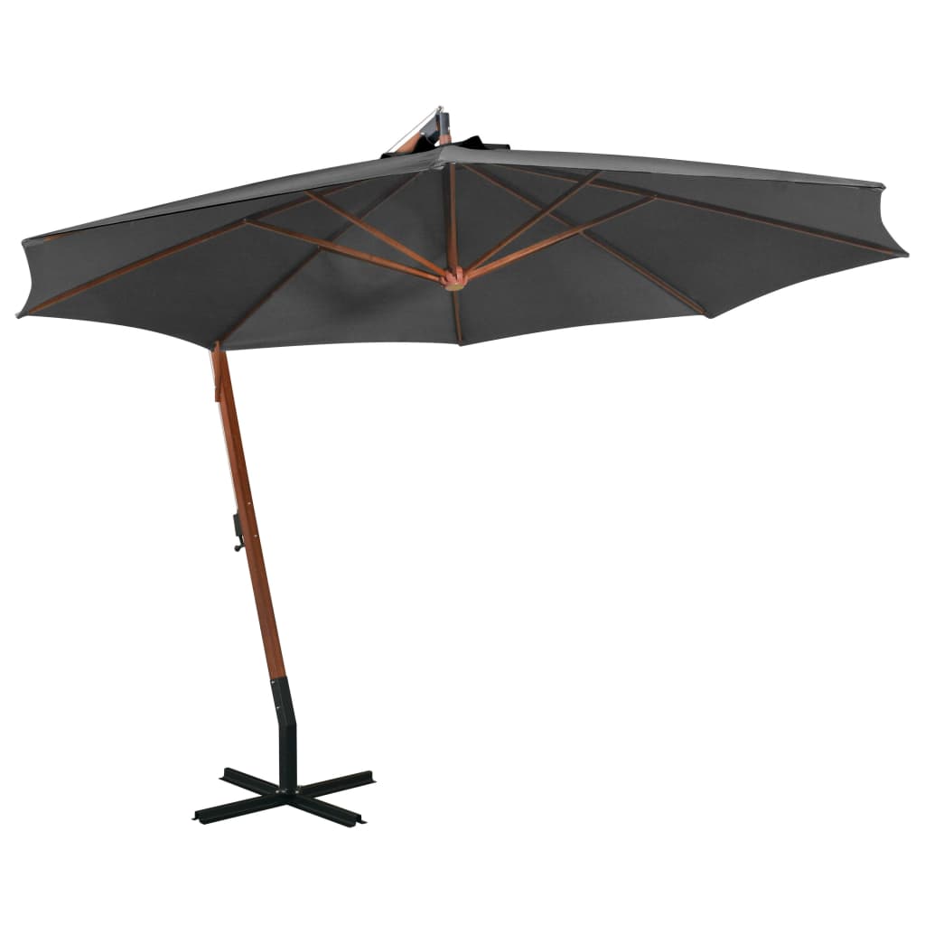 3x3m cantilever garden umbrella with black fir wood pole