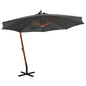 Sombrilla de jardín colgante con palo madera abeto negro 3x3 m