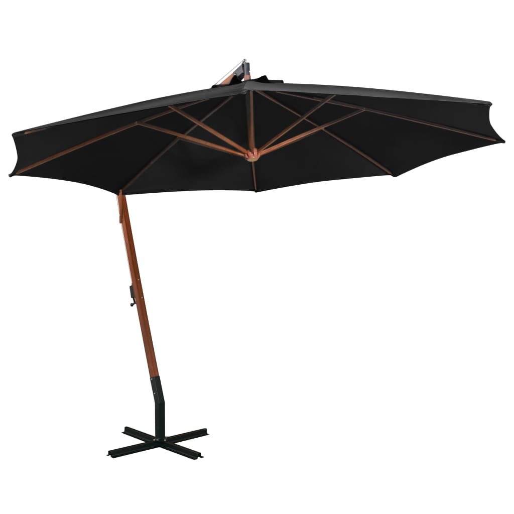 3x3m cantilever garden umbrella with black fir wood pole