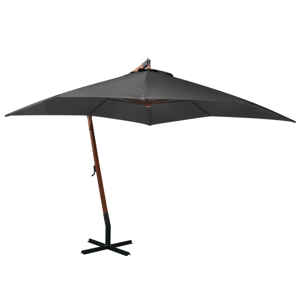 3x3m cantilever garden umbrella with black fir wood pole