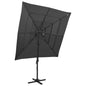 Garden parasol 4-tier black aluminum pole 250x250 cm