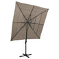 Garden parasol 4-tier black aluminum pole 250x250 cm