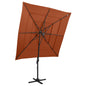 Garden parasol 4-tier black aluminum pole 250x250 cm